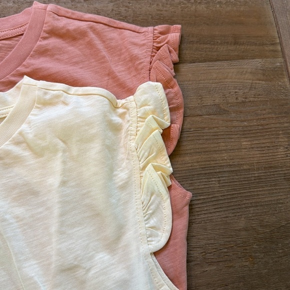 Reiss Girls Ruffle Sleeve Crop Tee. 2 Pack.  Cream and Peach NWT Size 11/12 - Picture 3 of 4